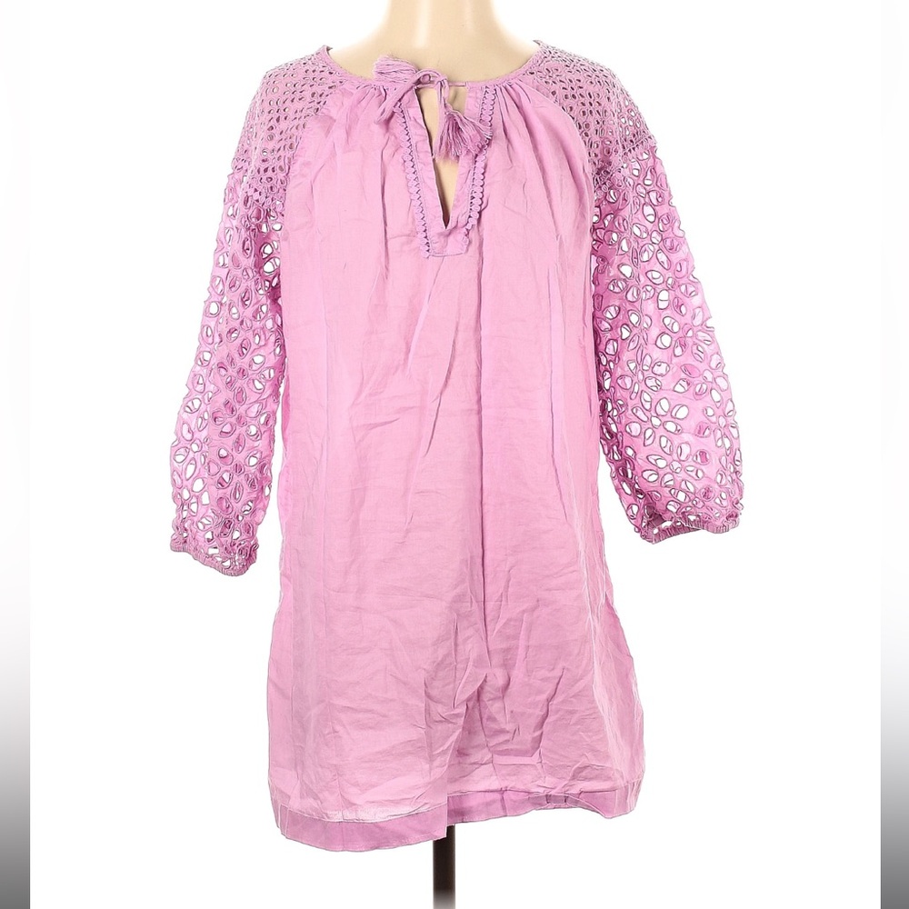 J. Crew Light Pink Cotton Dress with Eyelet Sleeves size Small
